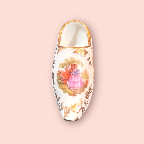 F.M. Limoges Other - White Porcelain Ornate Gold Trimmed Miniature Dutch Shoe Clog F.M. Limoges